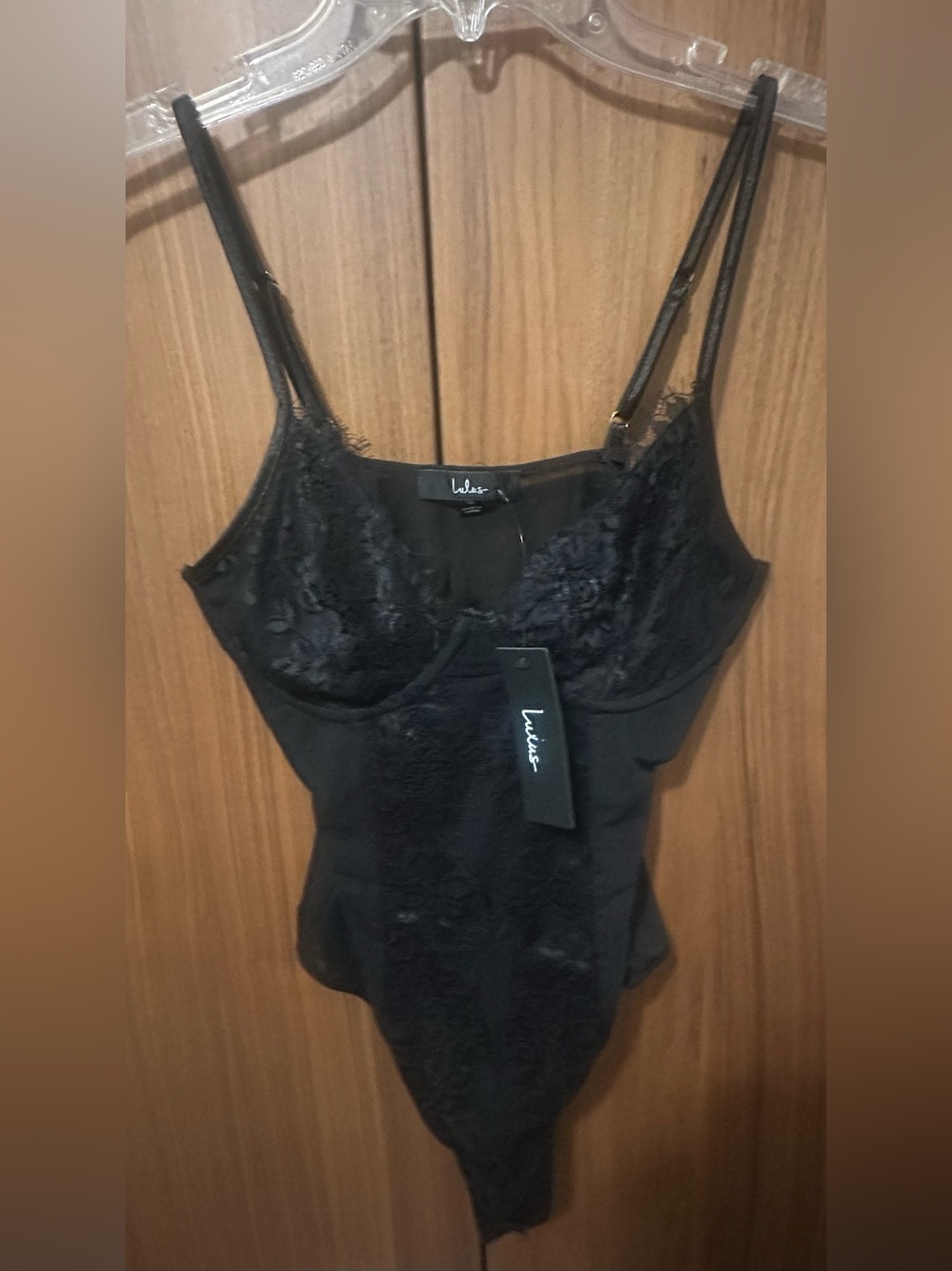 Lulu's Black Lace Bodysuit